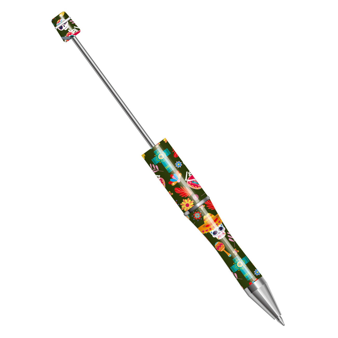 Wholesale Beadable Pens Western Style Aztec Cow Pattern Sunflower Skull Print Plastic Pen